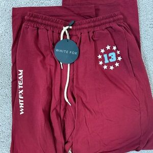 White Fox Boutique Burgundy Track Pants